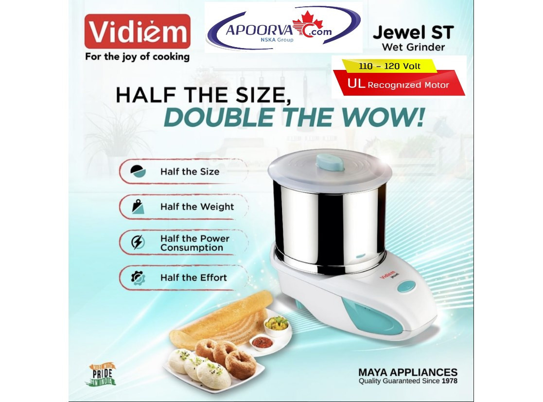 Vidiem Jewel ST 2Lt Wet Grinder 90W/ 110V Model WG ST 309 A